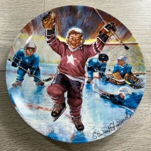 Vintage Stewart Sherwood 1989 “He Shoots, He Scores” Hockey Plate Collectable